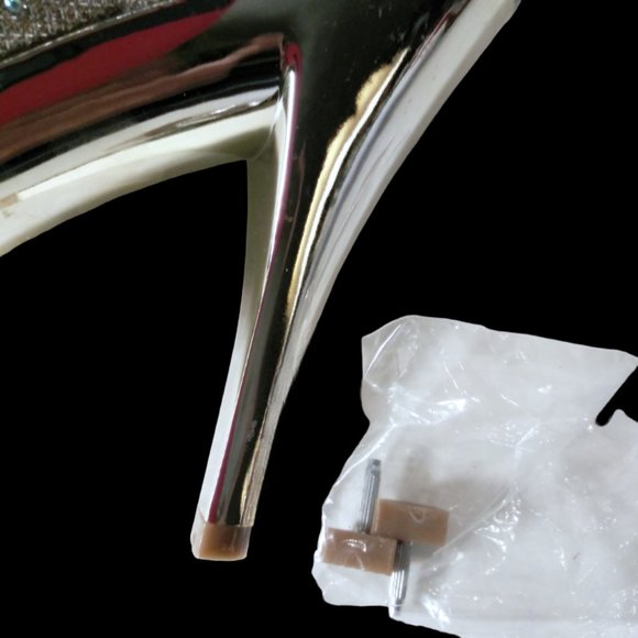 Gold Rhinestone Pumps Size 9M, Rhinestone Sparkle Open Toe Heels, Peep Toe Heels - Picture 5 of 13